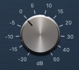 A software knob from Logic Pro's Compressor