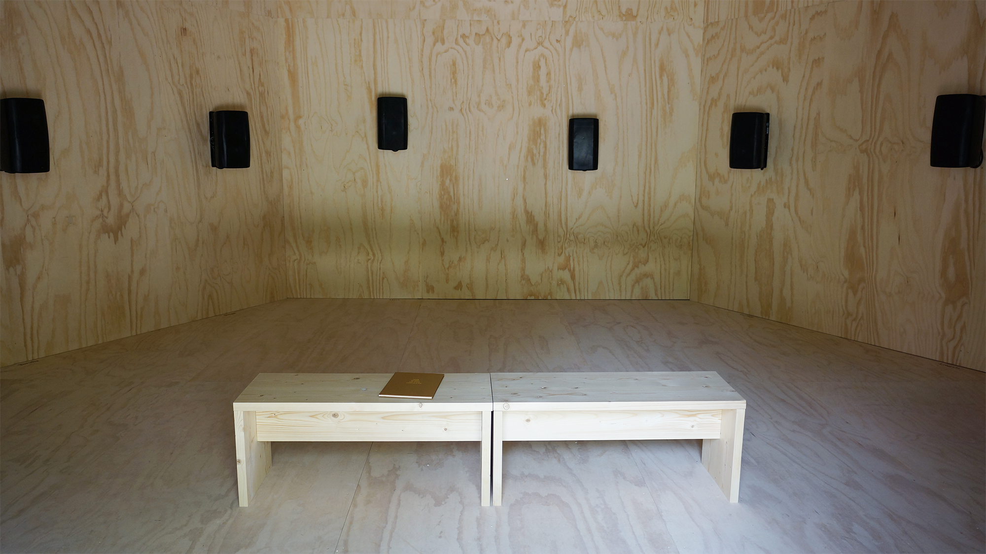The Song of the Germans: Installation speakers and bench