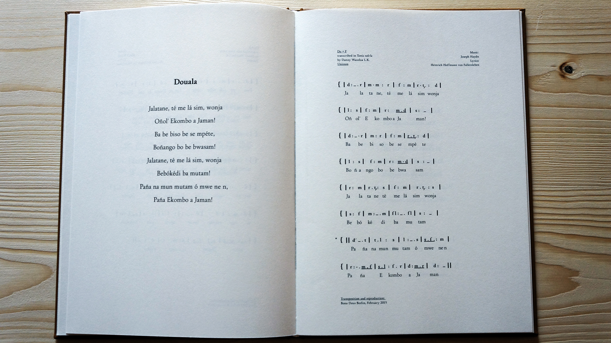 The Song of the Germans: The book that accompanied the installation, the Douala lyrics and arrangement of the German national anthem